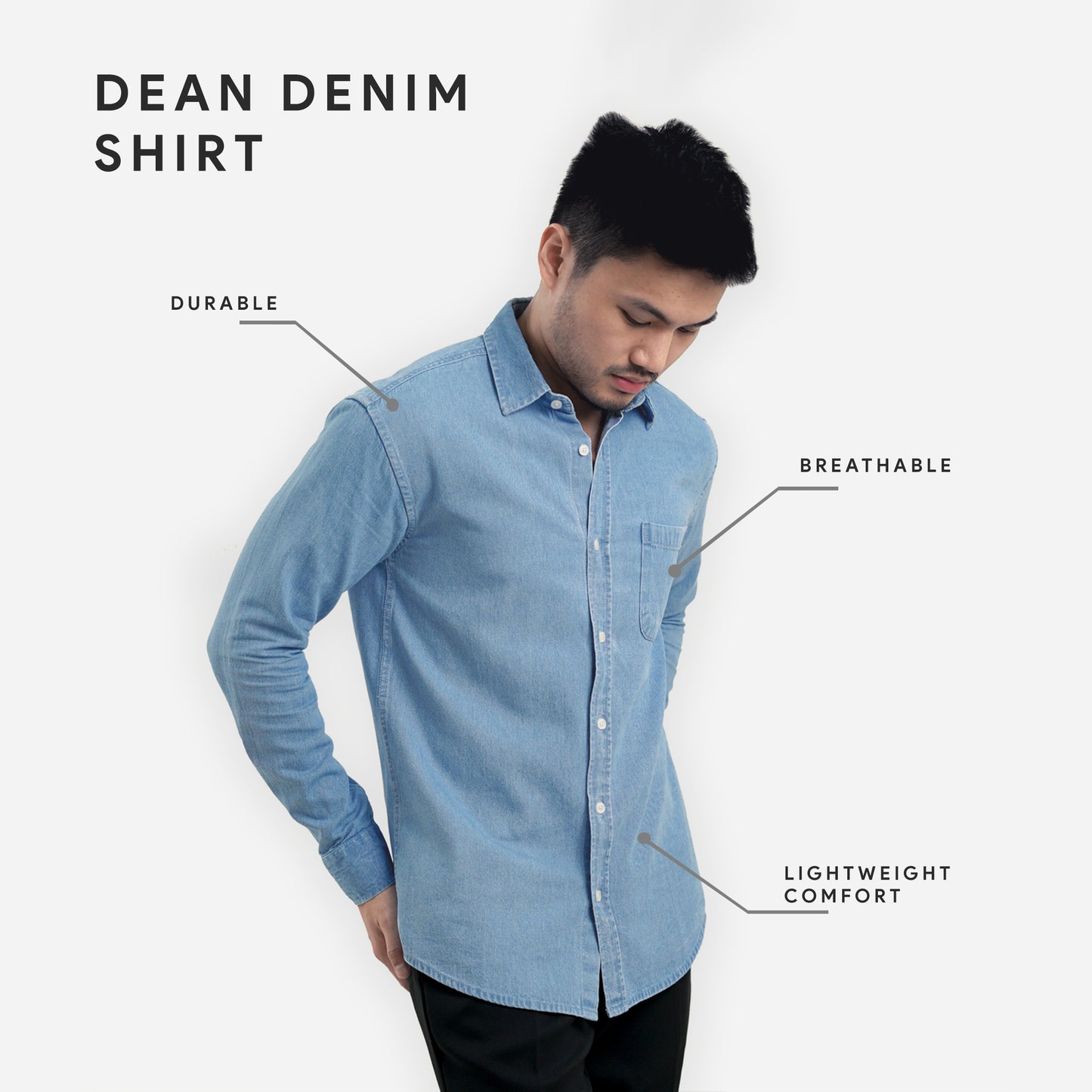 KEMEJA DENIM LENGAN PANJANG DEAN SLIM FIT