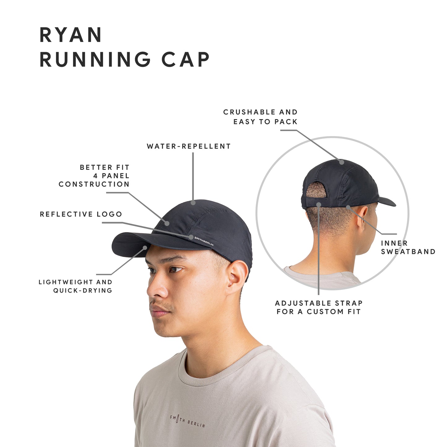 TOPI RUNNING RYAN BLACK